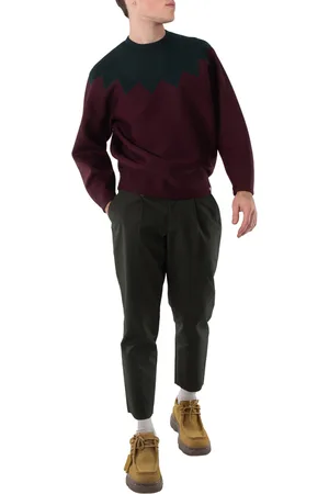Kolor Mens Bordeaux Knitted Two-Toned Pullover Jumper, Brand Size 1 (Small)