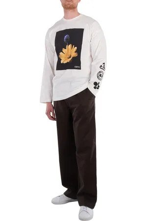 OAMC Mens Off White Graphic-Print Long-Sleeved T-Shirt, Size Medium