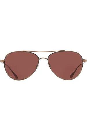 GARRETT LEIGHT CULVER SUN Semi-Flat Redwood Pilot Sunglasses 4039 BG/SFRW 56