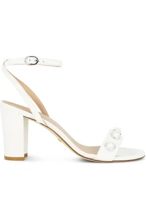 Stuart Weitzman Nearlybare Portia 85 Leather Sandals, Brand Size 39 ( US Size 8.5 )