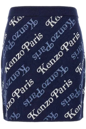 Kenzo Intarsia-Knit Logo Skirt, Size Medium