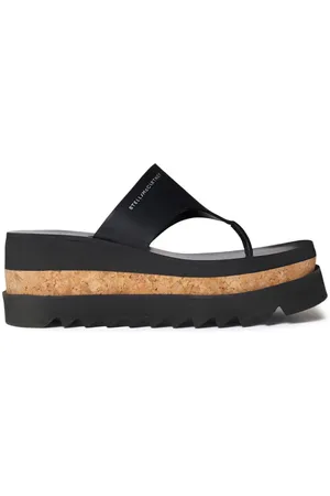 Stella McCartney Sneak-Elyse Logo-Print Platform Sandals, Brand Size 36 ( US Size 6 )