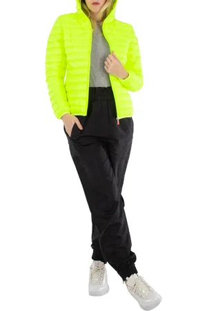 save the duck Ladies Fluo Yellow Kyla Hooded Puffer Jacket, Brand Size 3 (M/L)