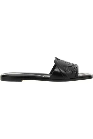Alexander McQueen The Seal Embossed Slip-On Slides, Brand Size 38 ( US Size 8 )