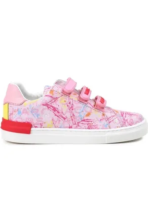 Marc Jacobs Girls Ink Splash Logo Velcro Sneakers, Brand Size 34 (3 Kids)