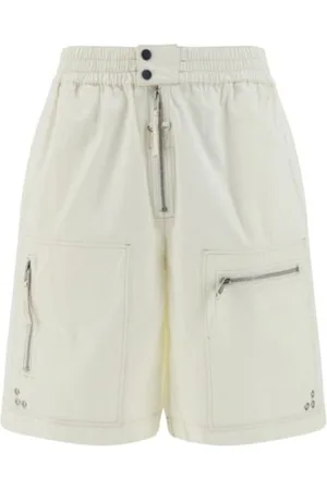 Isabel Marant Mens Beige Nahlan Elasticated Waistband Zip-Detailed Shorts, Size Large