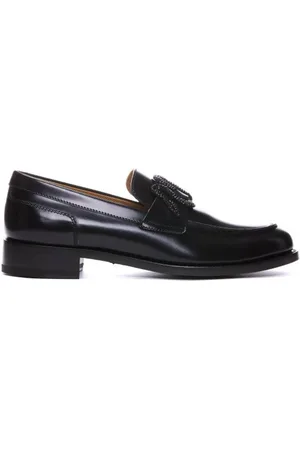 RENE CAOVILLA Morgana Leather Loafers, Brand Size 35 ( US Size 5 )