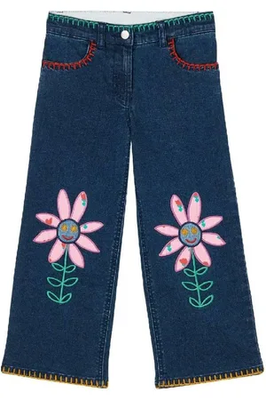 Stella McCartney Girls Floral Jeans, Size 12Y