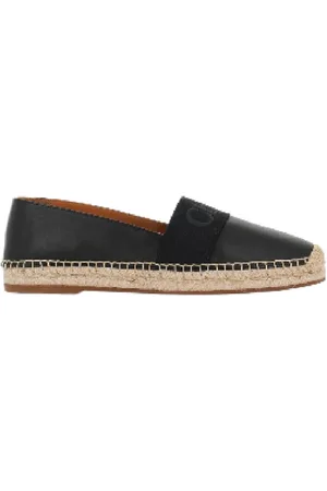 Chloé Logo Leather Espadrilles, Brand Size 35 (US Size 5)