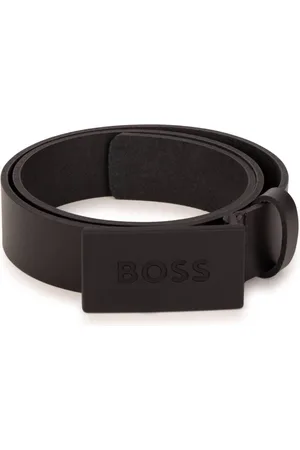 HUGO BOSS Black Boys Leather Belt, Size 65 cm