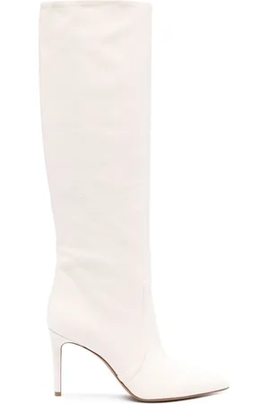 PARIS TEXAS Ladies White Stiletto 85mm Leather Boots, Brand Size 35 ( US Size 5 )