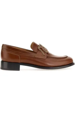 RENE CAOVILLA Morgana Leather Loafers, Brand Size 36 ( US Size 6 )