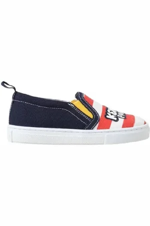 Kenzo Boys Stripe Logo Slip-On Denim Sneakers, Brand Size 33 ( 2 Kids )