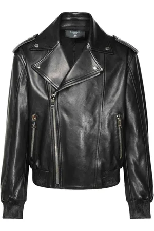 Balmain Leather Bomber Jacket, Brand Size 48 (US Size 38)