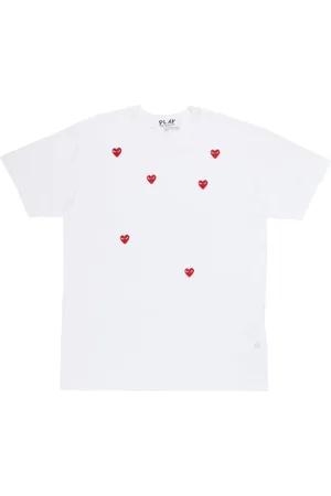Cdg Play Multi Heart Printed Cotton T-Shirt, Size X-Large