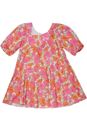 Msgm Kids Asymmetric Neckline Floral Print Maxi Dress, Size 14Y