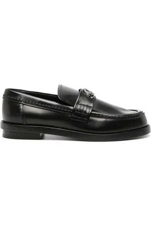 Alexander McQueen Seal-Plaque Leather Loafers, Brand Size 37 ( US Size 7 )