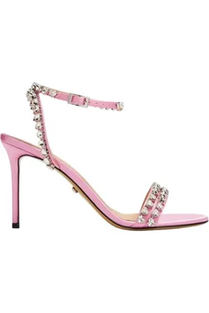 Mach & Mach Audrey 95 Crystal Heart Satin Sandals, Brand Size 35 ( US Size 5 )