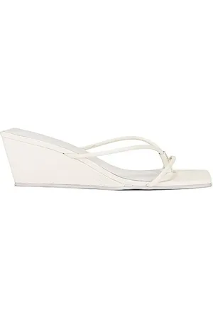 St Agni White Minimal Low Wedge Sandals, Brand Size 38 ( US Size 8 )