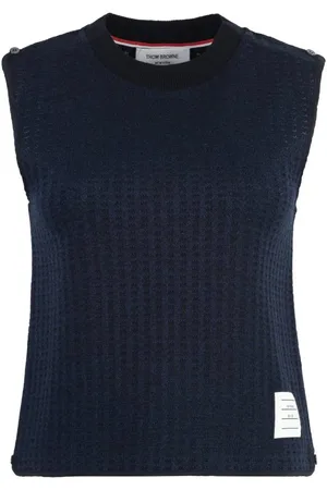 Thom Browne Gingham Jacquard Cotton Top, Brand Size 38 (US Size 2)