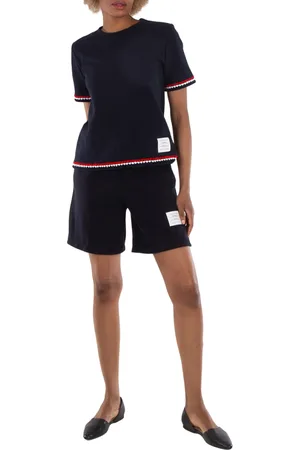 Thom Browne Ladies Name-Tag Ribbed Shorts, Brand Size 40 (US Size 4)