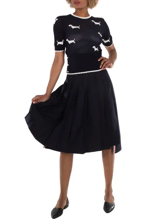 Thom Browne Cotton Pointelle Intarsia Hector Knit Top, Brand Size 42 (US Size 6)
