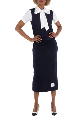 Thom Browne Gingham Jacquard Cotton Midi Skirt, Brand Size 36 (US Size 0)
