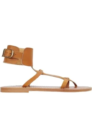 K jacques Ladies Brown Caravelle Flat Leather Sandals, Brand Size 36 (US Size 5)