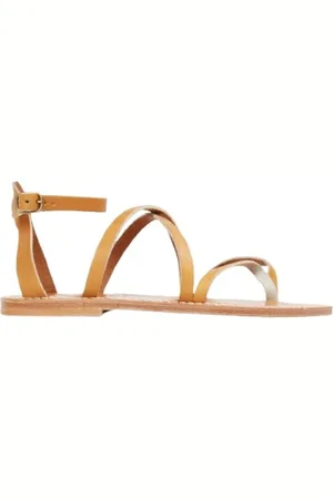 K jacques Ladies Brown Epicure Flat Leather Sandals, Brand Size 37 (US Size 6)