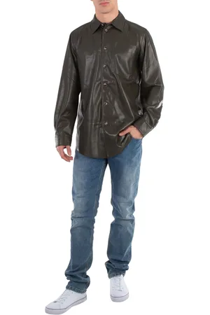 Nanushka Soil Landis Alt-Leather Shirt, Size X-Large