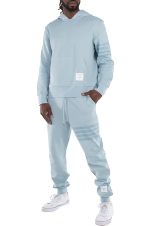 Thom Browne 4 Bar Double Face Knit Hoodie Light Blue, Brand Size 4 (X-Large)