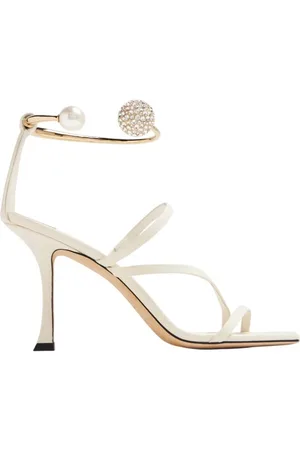 Jimmy Choo Ottilia 90 Embellished Pearl And Crystal Strap Sandals, Brand Size 37 (US Size 7)