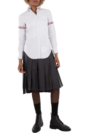 Thom Browne Super Twill Below Knee Pleated Skirt, Brand Size 36 (US Size 0)