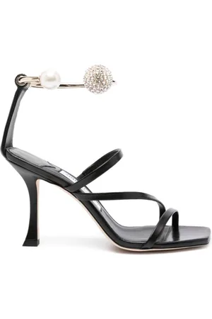 Jimmy Choo Ottilia 90 Crystal and Pearl Strap Sandals, Brand Size 36 ( US Size 6 )