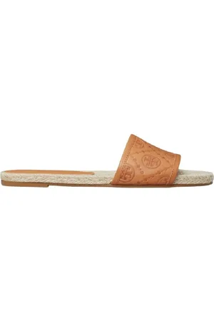 Tory Burch Monogram Espadrille Flat Slides, Size 6