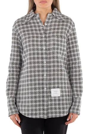 Thom Browne Ladies Check Crochet Tweed Oversized Shirt, Brand Size 38 (US Size 2)
