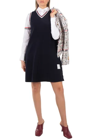 Thom Browne Stripe V-Neck Classic Pique Tennis Dress, Brand Size 36 (US Size 0)