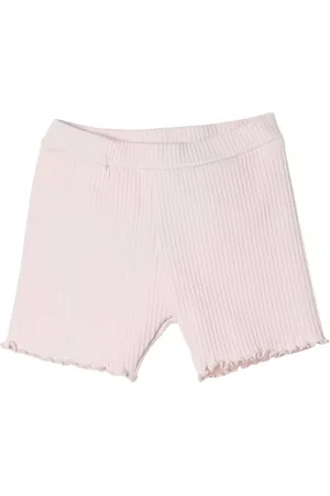Moncler Girls Ribbed Knit Scallop Hem Shorts, Size 18/24M