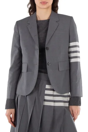 Thom Browne Ladies Med Grey 4-Bar Single-Breasted Blazer, Brand Size 38 (US Size 2)
