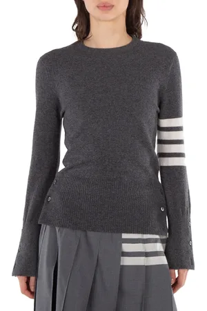 Thom Browne Med Grey 4-Bar Cashmere Pullover, Brand Size 38 (US Size 2)