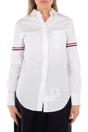 Thom Browne Poplin Armbands Round Collar Shirt, Brand Size 38 (US Size 2)
