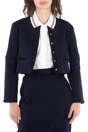 Thom Browne Gingham Jacquard Cotton Cardigan, Brand Size 38 (US Size 2)