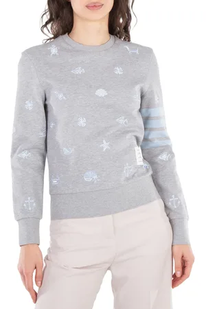 Thom Browne 4-Bar Nautical Cotton Sweatshirt, Brand Size 38 (US Size 2)
