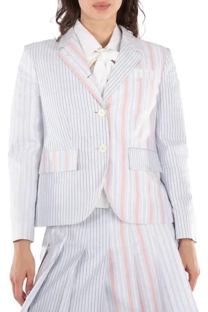 Thom Browne Ladies Patchwork Striped Cropped Blazer, Brand Size 42 (US Size 6)