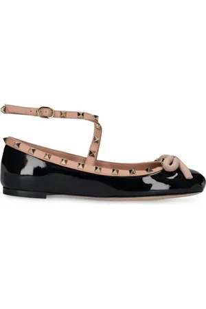 VALENTINO Rockstud Ballerinas In Patent Leather, Brand Size 37 ( US Size 7 )