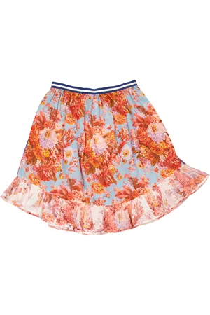 ZIMMERMANN Spliced Floral-Print Ruffle-Detail Skirt, Brand Size 10Y