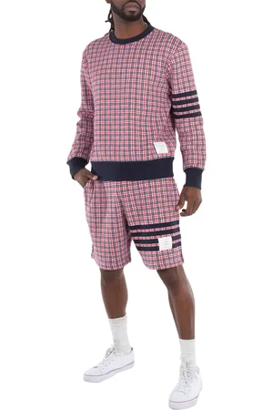 Thom Browne Mens Cotton Check Jacquard 4-Bar Sweatshirt, Brand Size 3 (Large)