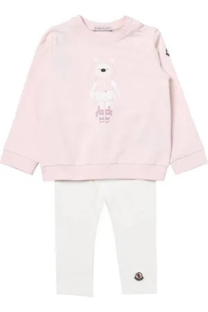 Moncler Girls Teddy Bear Motif 2-Piece Tracksuit, Size 3Y