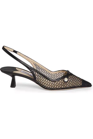 Jimmy Choo Amita 45 Mesh & Leather Slingbacks, Brand Size 36 ( US Size 6 )