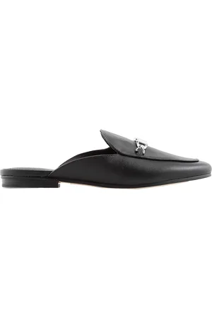 Michael Kors Black Tiffanie Leather Flat Mules, Brand Size 7.5 ( US Size 7.5 )